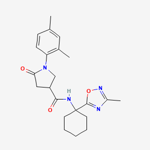 molecular formula C22H28N4O3 B2952947 1-(2,4-dimethylphenyl)-N-[1-(3-methyl-1,2,4-oxadiazol-5-yl)cyclohexyl]-5-oxopyrrolidine-3-carboxamide CAS No. 1421583-83-6