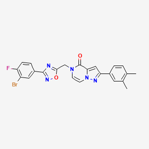 molecular formula C23H17BrFN5O2 B2952959 5-((3-(3-bromo-4-fluorophenyl)-1,2,4-oxadiazol-5-yl)methyl)-2-(3,4-dimethylphenyl)pyrazolo[1,5-a]pyrazin-4(5H)-one CAS No. 1207057-64-4