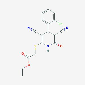Ethyl {[4-(2-chlorophenyl)-3,5-dicyano-6-oxo-1,4,5,6-tetrahydropyridin-2-yl]sulfanyl}acetate