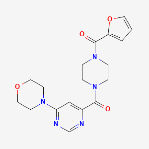 molecular formula C18H21N5O4 B2952969 (4-(呋喃-2-羰基)哌嗪-1-基)(6-吗啉嘧啶-4-基)甲甲酮 CAS No. 1901058-91-0