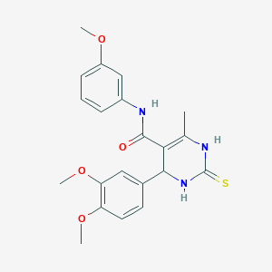 molecular formula C21H23N3O4S B295297 4-(3,4-dimethoxyphenyl)-N-(3-methoxyphenyl)-6-methyl-2-thioxo-1,2,3,4-tetrahydro-5-pyrimidinecarboxamide 