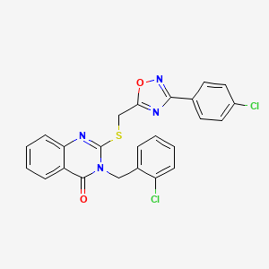 molecular formula C24H16Cl2N4O2S B2952979 3-(2-chlorobenzyl)-2-(((3-(4-chlorophenyl)-1,2,4-oxadiazol-5-yl)methyl)thio)quinazolin-4(3H)-one CAS No. 2034573-25-4