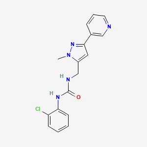 molecular formula C17H16ClN5O B2952997 1-(2-chlorophenyl)-3-((1-methyl-3-(pyridin-3-yl)-1H-pyrazol-5-yl)methyl)urea CAS No. 2034416-93-6