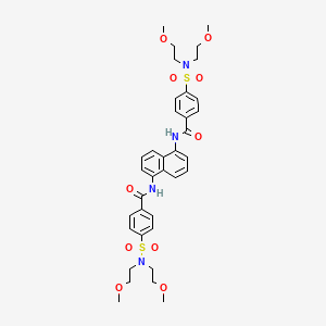 molecular formula C36H44N4O10S2 B2953007 4-[bis(2-methoxyethyl)sulfamoyl]-N-[5-[[4-[bis(2-methoxyethyl)sulfamoyl]benzoyl]amino]naphthalen-1-yl]benzamide CAS No. 391221-54-8