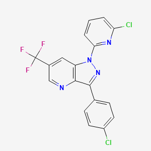 molecular formula C18H9Cl2F3N4 B2953011 3-(4-chlorophenyl)-1-(6-chloro-2-pyridinyl)-6-(trifluoromethyl)-1H-pyrazolo[4,3-b]pyridine CAS No. 303152-01-4
