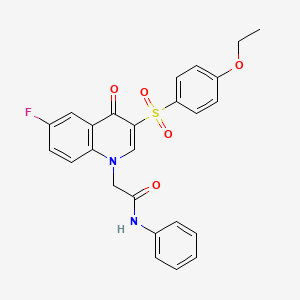 molecular formula C25H21FN2O5S B2953012 2-(3-((4-ethoxyphenyl)sulfonyl)-6-fluoro-4-oxoquinolin-1(4H)-yl)-N-phenylacetamide CAS No. 1251613-92-9