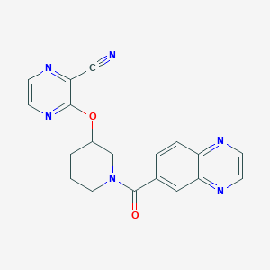 molecular formula C19H16N6O2 B2953017 3-((1-(Quinoxaline-6-carbonyl)piperidin-3-yl)oxy)pyrazine-2-carbonitrile CAS No. 2034503-85-8