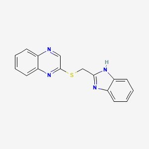 molecular formula C16H12N4S B2953029 2-(1H-benzimidazol-2-ylmethylsulfanyl)quinoxaline CAS No. 585563-05-9
