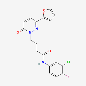 molecular formula C18H15ClFN3O3 B2953030 N-(3-氯-4-氟苯基)-4-(3-(呋喃-2-基)-6-氧代嘧啶-1(6H)-基)丁酰胺 CAS No. 1021071-69-1