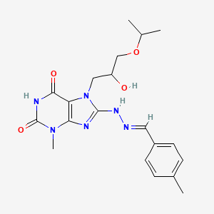 molecular formula C20H26N6O4 B2953031 4-methylbenzaldehyde [7-(2-hydroxy-3-isopropoxypropyl)-3-methyl-2,6-dioxo-2,3,6,7-tetrahydro-1H-purin-8-yl]hydrazone CAS No. 682775-97-9