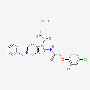 molecular formula C23H22Cl3N3O3S B2953044 6-苄基-2-(2-(2,4-二氯苯氧基)乙酰胺)-4,5,6,7-四氢噻吩并[2,3-c]吡啶-3-甲酰胺盐酸盐 CAS No. 1216469-52-1