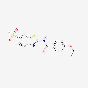 molecular formula C18H18N2O4S2 B2953046 4-isopropoxy-N-(6-(methylsulfonyl)benzo[d]thiazol-2-yl)benzamide CAS No. 681236-47-5