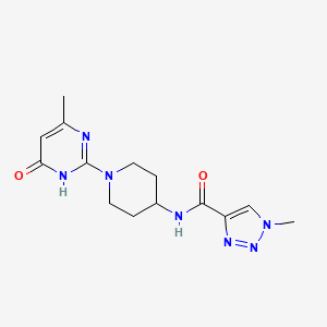 molecular formula C14H19N7O2 B2953052 1-methyl-N-(1-(4-methyl-6-oxo-1,6-dihydropyrimidin-2-yl)piperidin-4-yl)-1H-1,2,3-triazole-4-carboxamide CAS No. 1903881-81-1