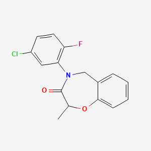 molecular formula C16H13ClFNO2 B2953053 4-(5-chloro-2-fluorophenyl)-2-methyl-4,5-dihydro-1,4-benzoxazepin-3(2H)-one CAS No. 1396854-49-1