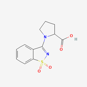 B2953057 1-(1,1-Dioxo-1lambda6,2-benzothiazol-3-yl)pyrrolidine-2-carboxylic acid CAS No. 869651-71-8