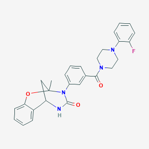 molecular formula C28H27FN4O3 B2953063 3-(3-{[4-(2-fluorophenyl)piperazin-1-yl]carbonyl}phenyl)-2-methyl-2,3,5,6-tetrahydro-4H-2,6-methano-1,3,5-benzoxadiazocin-4-one CAS No. 901264-78-6