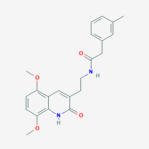 molecular formula C22H24N2O4 B2953065 N-[2-(5,8-二甲氧基-2-氧代-1H-喹啉-3-基)乙基]-2-(3-甲基苯基)乙酰胺 CAS No. 851404-27-8