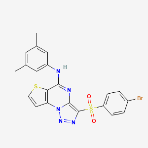 molecular formula C21H16BrN5O2S2 B2953068 3-[(4-bromophenyl)sulfonyl]-N-(3,5-dimethylphenyl)thieno[2,3-e][1,2,3]triazolo[1,5-a]pyrimidin-5-amine CAS No. 892750-44-6
