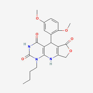molecular formula C21H23N3O6 B2953073 1-丁基-5-(2,5-二甲氧基苯基)-5,9-二氢呋并[3',4':5,6]吡啶并[2,3-d]嘧啶-2,4,6(1H,3H,8H)-三酮 CAS No. 872102-95-9