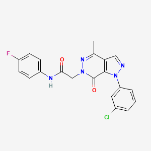 molecular formula C20H15ClFN5O2 B2953074 2-(1-(3-chlorophenyl)-4-methyl-7-oxo-1H-pyrazolo[3,4-d]pyridazin-6(7H)-yl)-N-(4-fluorophenyl)acetamide CAS No. 941915-09-9