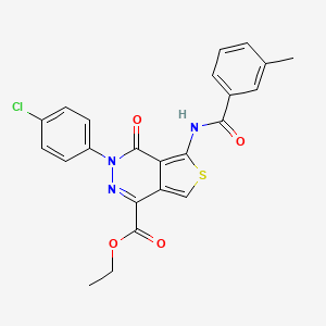 molecular formula C23H18ClN3O4S B2953080 3-(4-氯苯基)-5-[(3-甲基苯甲酰)氨基]-4-氧代噻吩并[3,4-d]哒嗪-1-羧酸乙酯 CAS No. 851950-22-6