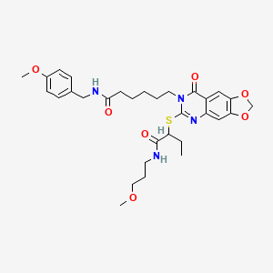 molecular formula C31H40N4O7S B2953089 N-(4-methoxybenzyl)-6-[6-[(1-{[(3-methoxypropyl)amino]carbonyl}propyl)thio]-8-oxo[1,3]dioxolo[4,5-g]quinazolin-7(8H)-yl]hexanamide CAS No. 688061-04-3