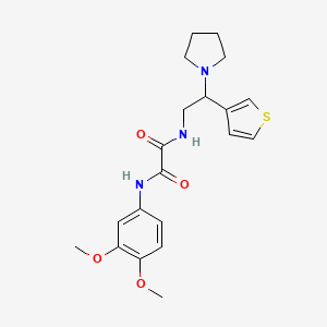 molecular formula C20H25N3O4S B2953092 N1-(3,4-dimethoxyphenyl)-N2-(2-(pyrrolidin-1-yl)-2-(thiophen-3-yl)ethyl)oxalamide CAS No. 946303-30-6