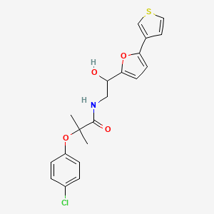 molecular formula C20H20ClNO4S B2953100 2-(4-chlorophenoxy)-N-(2-hydroxy-2-(5-(thiophen-3-yl)furan-2-yl)ethyl)-2-methylpropanamide CAS No. 2034490-35-0