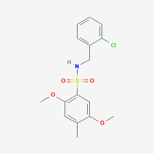 molecular formula C16H18ClNO4S B2953101 [(2,5-Dimethoxy-4-methylphenyl)sulfonyl][(2-chlorophenyl)methyl]amine CAS No. 873578-98-4