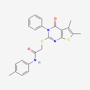 2-[(5,6-dimethyl-4-oxo-3-phenyl-3,4-dihydrothieno[2,3-d]pyrimidin-2-yl)sulfanyl]-N-(4-methylphenyl)acetamide