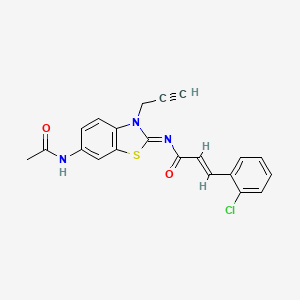 molecular formula C21H16ClN3O2S B2953103 (2E,NZ)-N-(6-acetamido-3-(prop-2-yn-1-yl)benzo[d]thiazol-2(3H)-ylidene)-3-(2-chlorophenyl)acrylamide CAS No. 865182-98-5