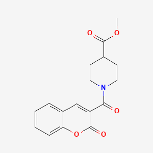 1-[Oxo-(2-oxo-1-benzopyran-3-yl)methyl]-4-piperidinecarboxylic acid methyl ester