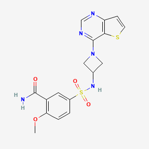 2-Methoxy-5-[(1-thieno[3,2-d]pyrimidin-4-ylazetidin-3-yl)sulfamoyl]benzamide