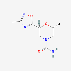 molecular formula C9H14N4O3 B2953124 (2R,6R)-2-Methyl-6-(3-methyl-1,2,4-oxadiazol-5-yl)morpholine-4-carboxamide CAS No. 2408936-82-1