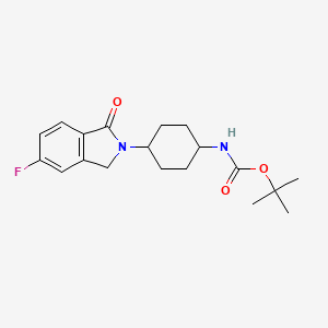 molecular formula C19H25FN2O3 B2953130 叔丁基 (1R*,4R*)-4-(5-氟-1-氧代异吲哚林-2-基)环己基氨基甲酸酯 CAS No. 1707367-80-3