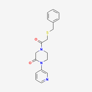molecular formula C18H19N3O2S B2953132 4-[2-(Benzylsulfanyl)acetyl]-1-(pyridin-3-yl)piperazin-2-one CAS No. 2097911-49-2