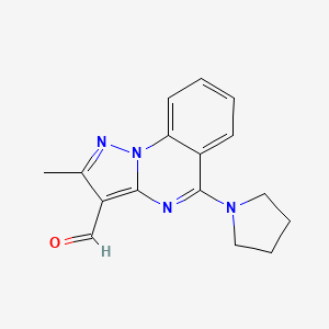 molecular formula C16H16N4O B2953135 2-甲基-5-吡咯烷-1-基吡唑并[1,5-a]喹唑啉-3-甲醛 CAS No. 380388-49-8