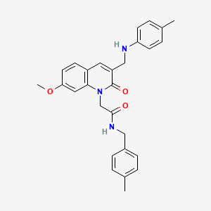 molecular formula C28H29N3O3 B2953147 2-(7-methoxy-2-oxo-3-((p-tolylamino)methyl)quinolin-1(2H)-yl)-N-(4-methylbenzyl)acetamide CAS No. 932524-34-0