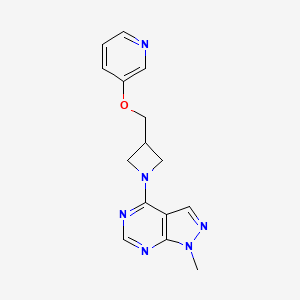 molecular formula C15H16N6O B2953162 1-Methyl-4-[3-(pyridin-3-yloxymethyl)azetidin-1-yl]pyrazolo[3,4-d]pyrimidine CAS No. 2379971-64-7