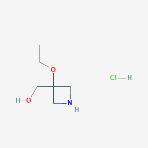 molecular formula C6H14ClNO2 B2953170 (3-Ethoxyazetidin-3-yl)methanol;hydrochloride CAS No. 2361645-77-2