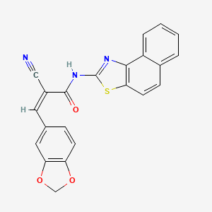 molecular formula C22H13N3O3S B2953178 (Z)-3-(1,3-Benzodioxol-5-yl)-N-benzo[e][1,3]benzothiazol-2-yl-2-cyanoprop-2-enamide CAS No. 722459-85-0