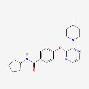 molecular formula C22H28N4O2 B2953185 N-cyclopentyl-4-((3-(4-methylpiperidin-1-yl)pyrazin-2-yl)oxy)benzamide CAS No. 1251634-82-8