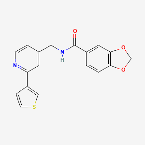 N-((2-(thiophen-3-yl)pyridin-4-yl)methyl)benzo[d][1,3]dioxole-5-carboxamide