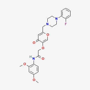molecular formula C26H28FN3O6 B2953195 N-(2,4-dimethoxyphenyl)-2-((6-((4-(2-fluorophenyl)piperazin-1-yl)methyl)-4-oxo-4H-pyran-3-yl)oxy)acetamide CAS No. 906150-07-0