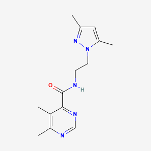 molecular formula C14H19N5O B2953197 N-[2-(3,5-Dimethylpyrazol-1-yl)ethyl]-5,6-dimethylpyrimidine-4-carboxamide CAS No. 2415551-45-8