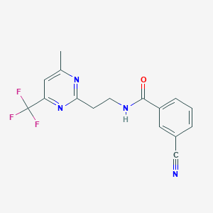 molecular formula C16H13F3N4O B2953201 3-氰基-N-(2-(4-甲基-6-(三氟甲基)嘧啶-2-基)乙基)苯甲酰胺 CAS No. 1396848-75-1