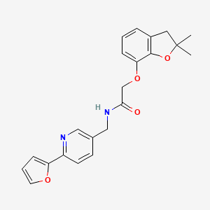 molecular formula C22H22N2O4 B2953214 2-((2,2-dimethyl-2,3-dihydrobenzofuran-7-yl)oxy)-N-((6-(furan-2-yl)pyridin-3-yl)methyl)acetamide CAS No. 1903265-19-9