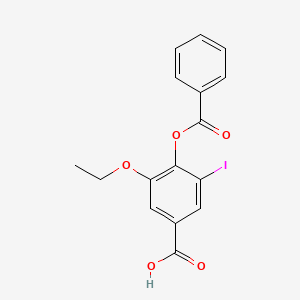 molecular formula C16H13IO5 B2953230 3-Ethoxy-5-iodo-4-[(phenylcarbonyl)oxy]benzoic acid CAS No. 1923269-17-3