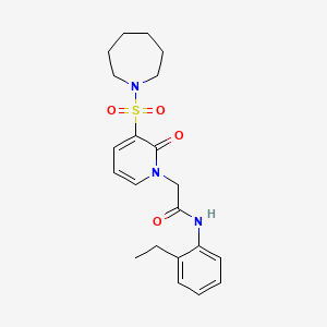 molecular formula C21H27N3O4S B2953233 2-(3-(azepan-1-ylsulfonyl)-2-oxopyridin-1(2H)-yl)-N-(2-ethylphenyl)acetamide CAS No. 1251680-50-8