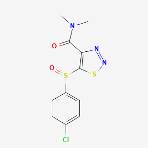 molecular formula C11H10ClN3O2S2 B2953241 5-[(4-chlorophenyl)sulfinyl]-N,N-dimethyl-1,2,3-thiadiazole-4-carboxamide CAS No. 306977-00-4